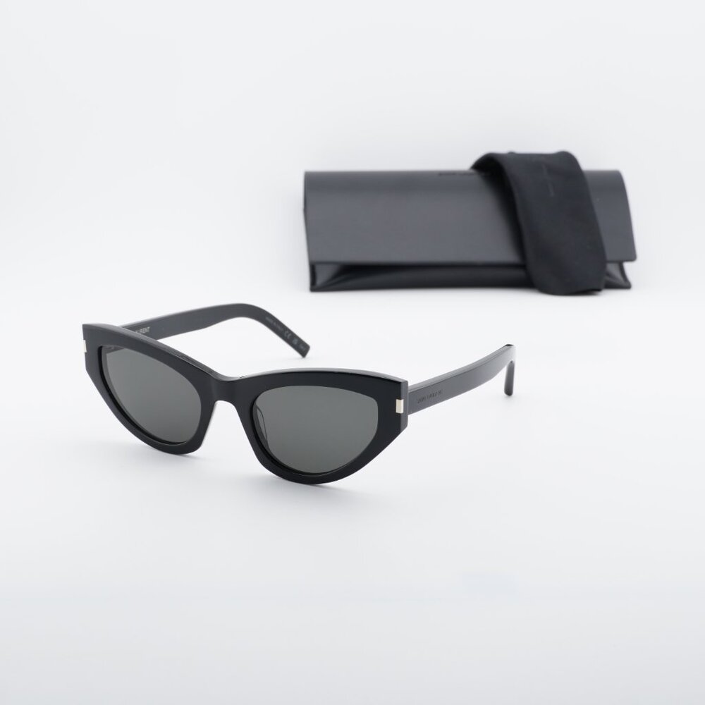 Saint Laurent SL215 GRACE 001 Cat Eye Sunglasses - Black/Grey - Picture 7 of 10